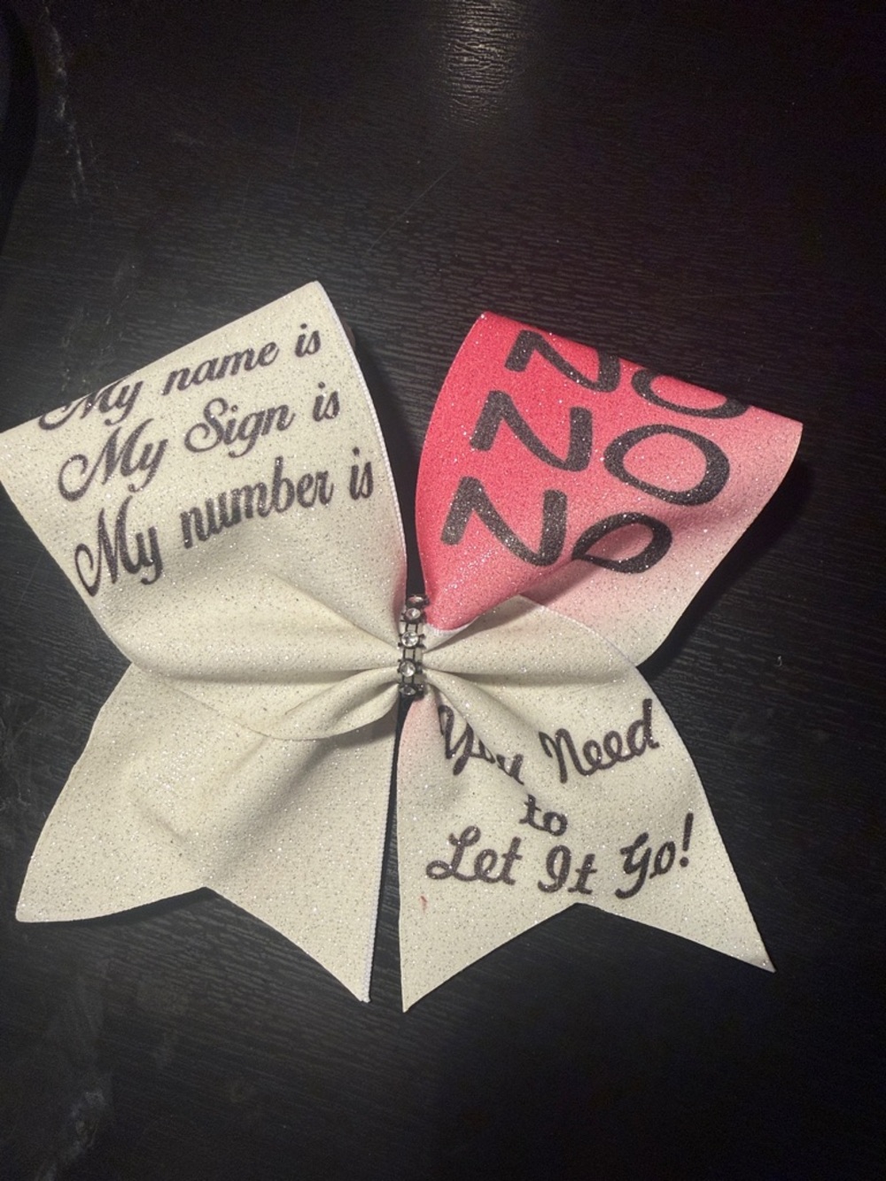 Glitter Cheer Bow Hair Accessory in White and Pink